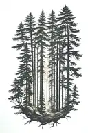 forest silhouette tattoo design idea