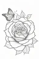 rose with butterfly  tattoo design idea