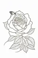  rose with butterfly  tattoo design idea
