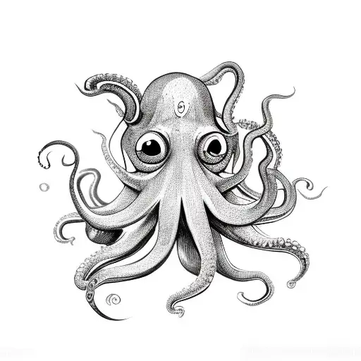 cute octopus with a knife tattoo design idea