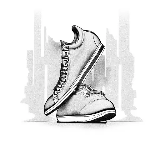 Dancing sneakers where the shoelace becomes DNA tattoo design idea