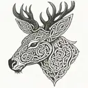 irish celtic deer head tattoo design idea