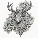 irish celtic deer head tattoo design idea