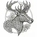 irish celtic deer head tattoo design idea