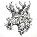 irish celtic deer head tattoo design idea