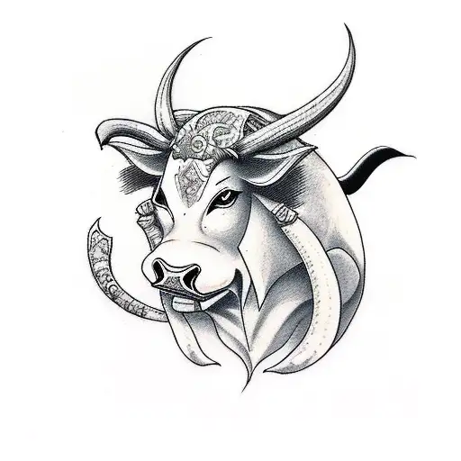 succubus in cow costume tattoo design idea