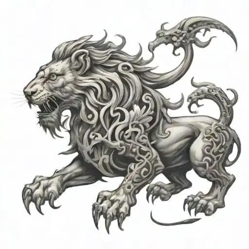 lion and dragon tattoo design idea