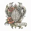 blessed written tattoo design idea