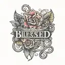 blessed written tattoo design idea