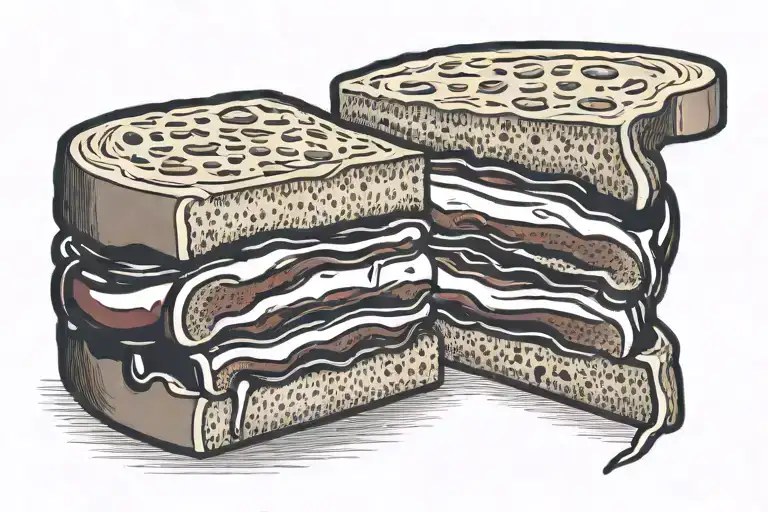 peanut butter and jelly sandwich side view for a wedding band tattoo design idea