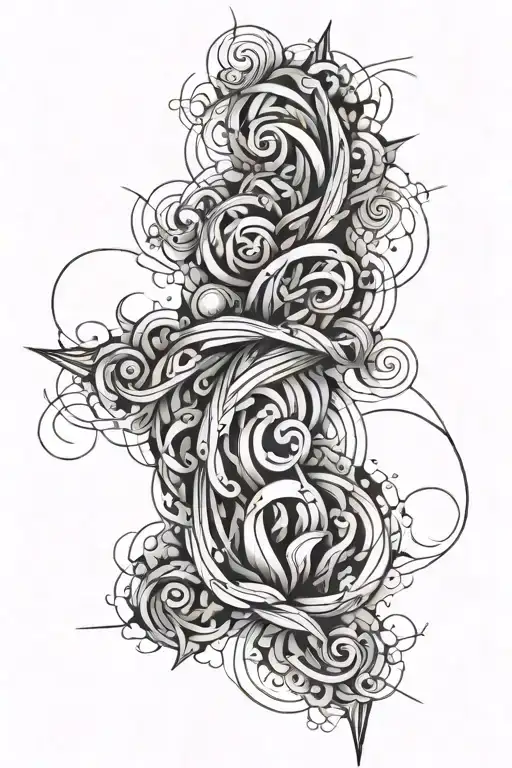 One long wavy line between a jumble of completely sharp lines, some short and some long tattoo design idea