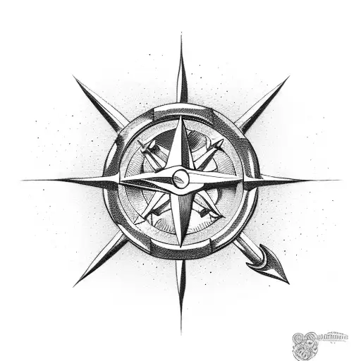 anchor with compass and travelling  tattoo design idea