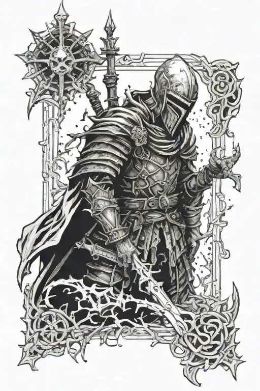 Pontiff Sulyvahn Dark souls and extrem gore tattoo design idea