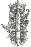 sword with crown of thorns wrapped tattoo design idea