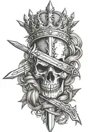 sword with crown of thorns wrapped tattoo design idea