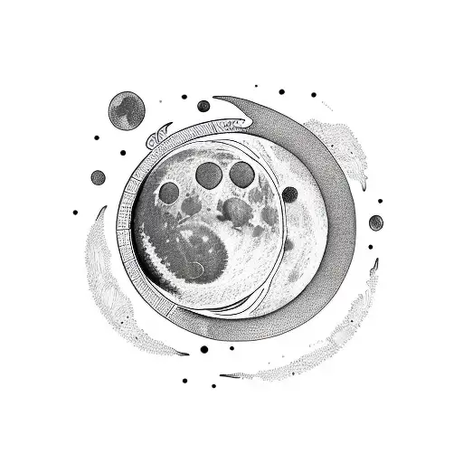 moon phases in line tattoo design idea