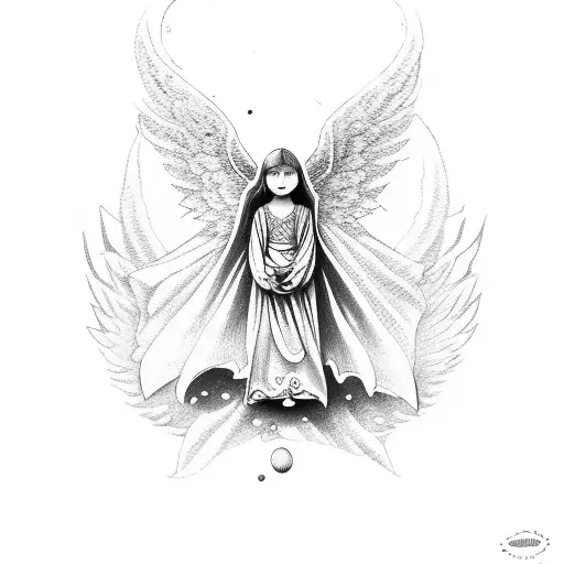 A guardian angel protecting a small child tattoo design idea