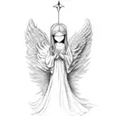 A guardian angel protecting a small child tattoo design idea