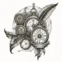 vintage hour glass and dream catcher tattoo design idea