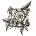 vintage hour glass and dream catcher tattoo design idea
