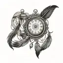 vintage hour glass and dream catcher tattoo design idea