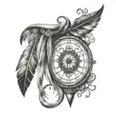vintage hour glass and dream catcher tattoo design idea