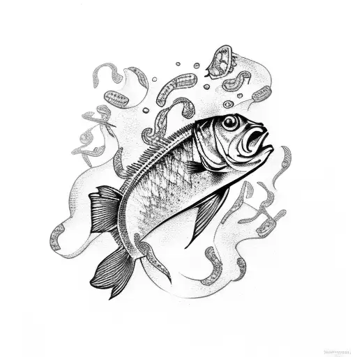 fish with hook tattoo design idea