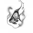 fish with hook tattoo design idea