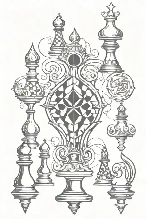 kingdom of hearts 3 chess pieces symbols over a gemoetic alchemy design tattoo design idea