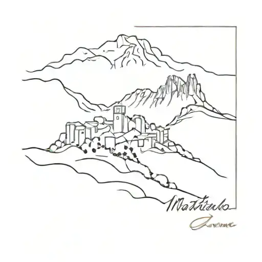Skyline montaña de Montserrat  tattoo design idea