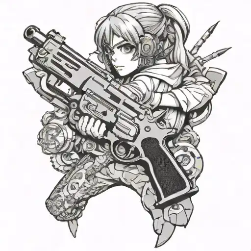 anime and guns money drugs tattoo design idea
