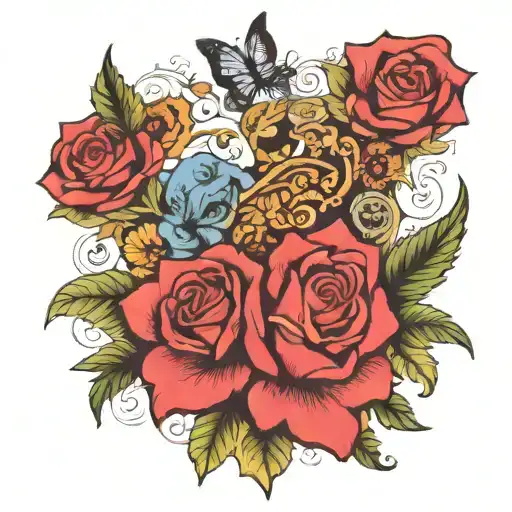 dressed spanish cards forming tattoo design idea