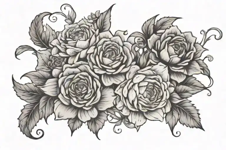 water lilys daisy's roses daffodils chrysanthemums tattoo design idea