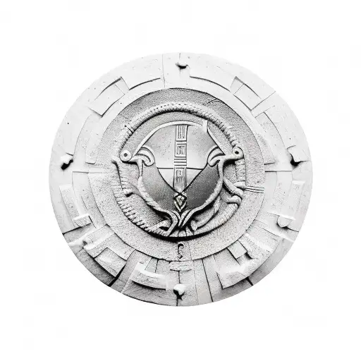 greek hoplite shield wall with spears tattoo design idea