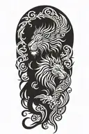 lion and phoenix with tribal tattoo design inspired tattoo design idea