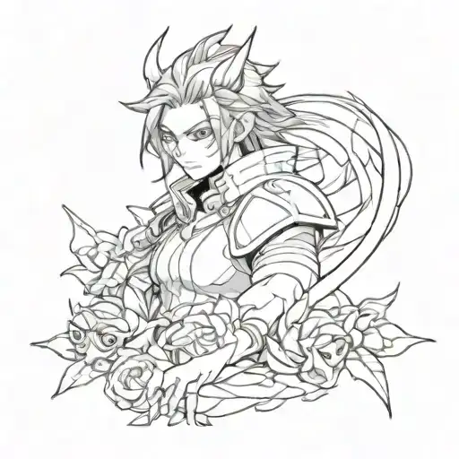 Combine elements of Demon Slayer and solo levelling to create a unique anime-inspired tattoo design tattoo design idea
