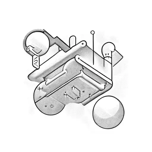 A futuristic pharmaceutical laboratory with game elements tattoo design idea