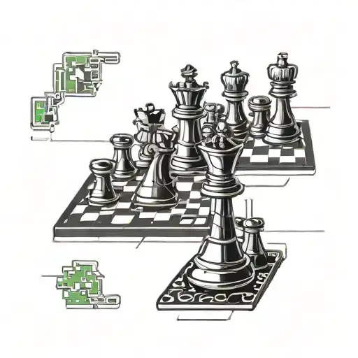 A circuit board design incorporating elements of python programming language and chess pieces tattoo design idea
