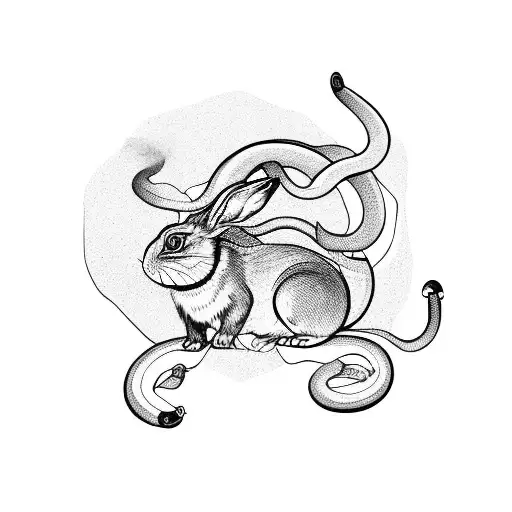 chinese starsign rabbit snake and rat tattoo design idea