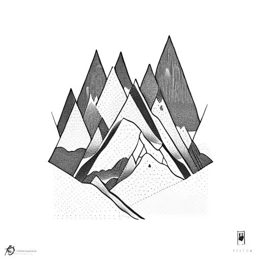 An artistic representation of a Peruvian mountain landscape, with musical notes forming the peaks and electrical currents flowing through tattoo design idea