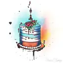 wedding cake with drips tattoo design idea
