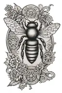 Bee, steampunk, water sign, earth sign, air sign, fire sign, zodiac sign "Virgo" tattoo design idea