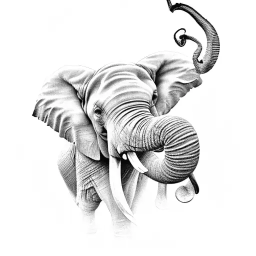 A black and grey portrait of an elephant representing family bonds tattoo design idea