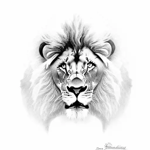 A black and grey portrait of a lion and elephant representing family bonds tattoo design idea