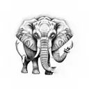 standing elephant with lion head holding axe  tattoo design idea