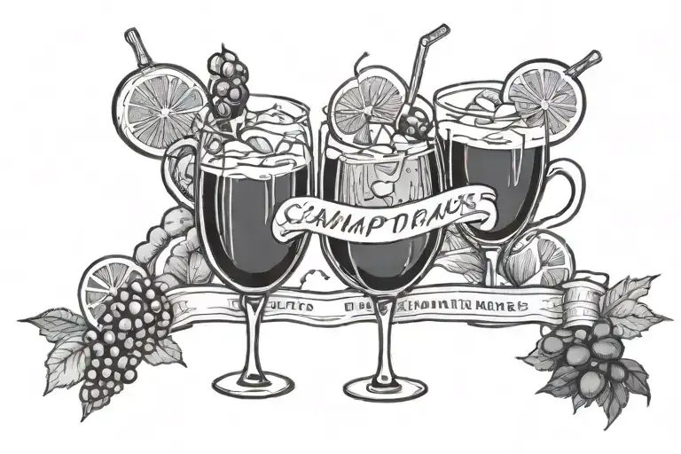 Champagne tastes lemonade pockets written with wine glasses  tattoo design idea
