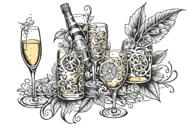 writing champagne tastes lemonade pokers  tattoo design idea