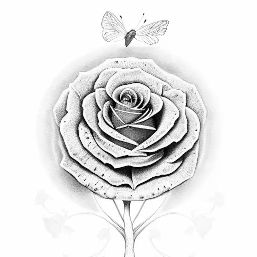 Tree of Life Butterfly Rose tattoo design idea