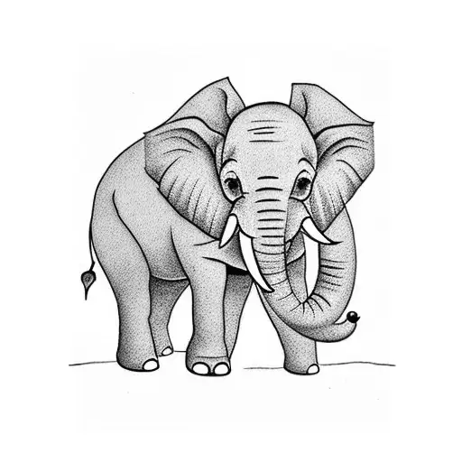 A minimalist tattoo of an good luck elephant, with the trunk up tattoo design idea