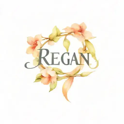 word "Reagan" with florals for a collar bone piece tattoo design idea